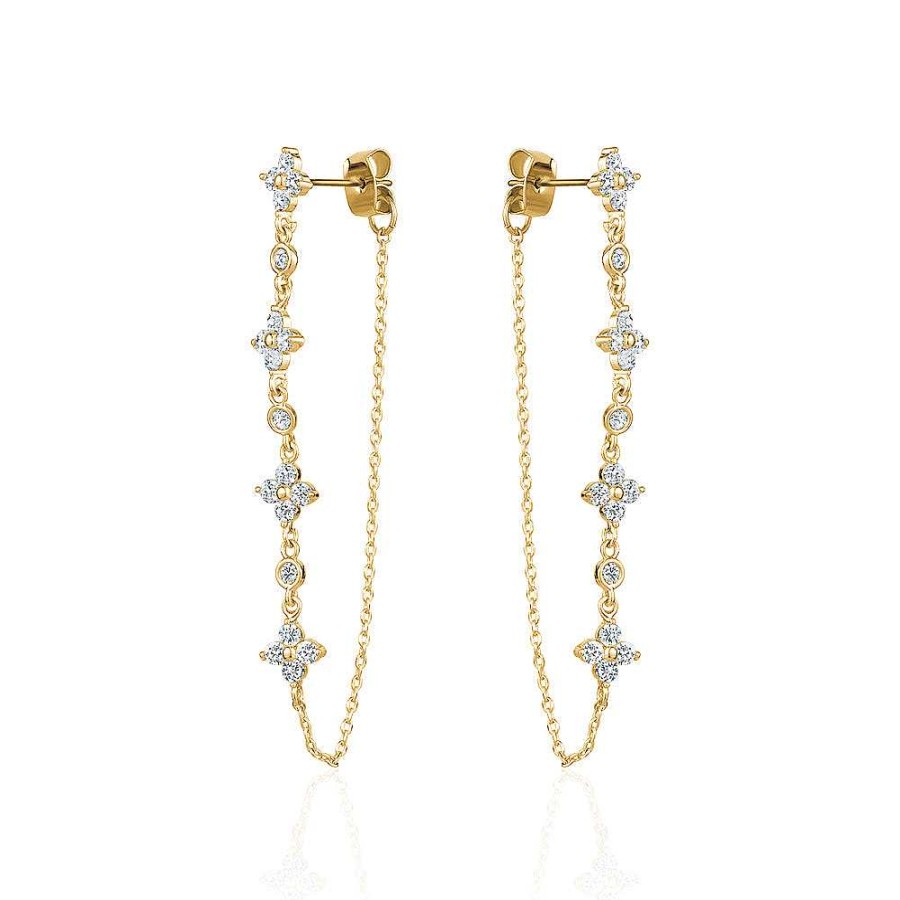 Jewelry Limlim | Clover Chain Crystal Earrings