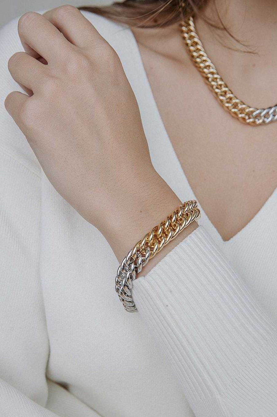 Jewelry Limlim | Two Tone Gourmette Bracelet