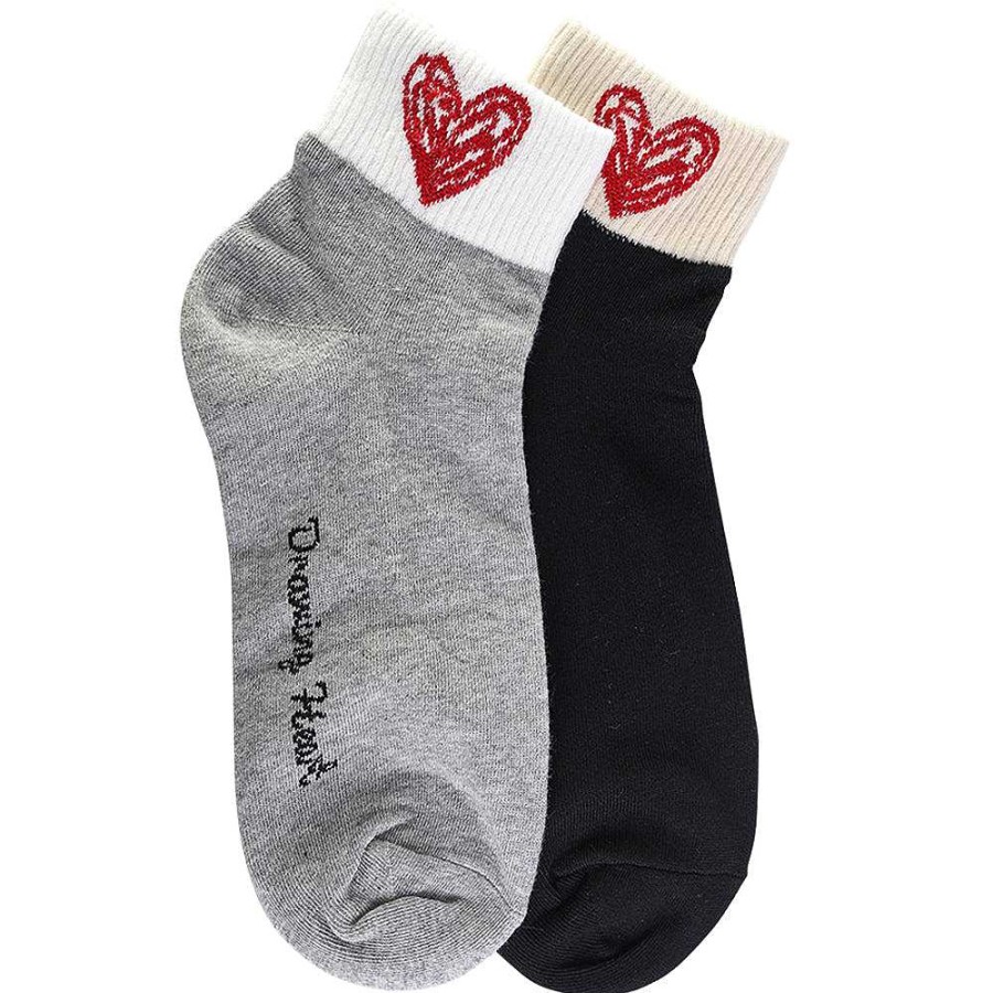 Luxe Trendy Socks Limlim | Drawing Heart Short Socks