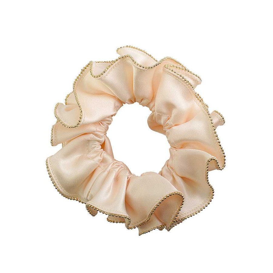 Hair Accessories Limlim | Gold Trim Satin Scrunchies