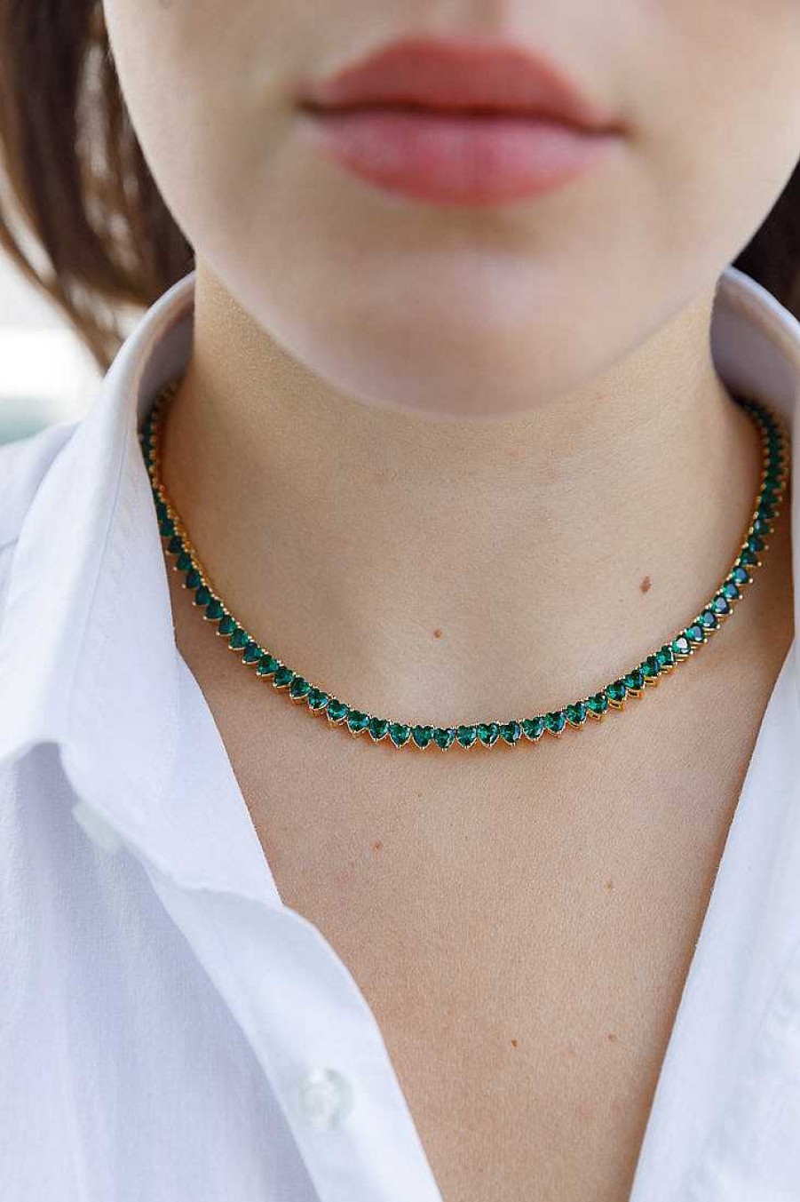 Jewelry Limlim | All Hearts Tennis Necklace Emerald