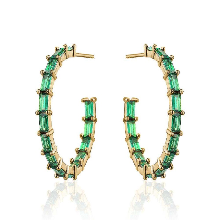 Jewelry Limlim | Medium Baguette Hoops Emerald