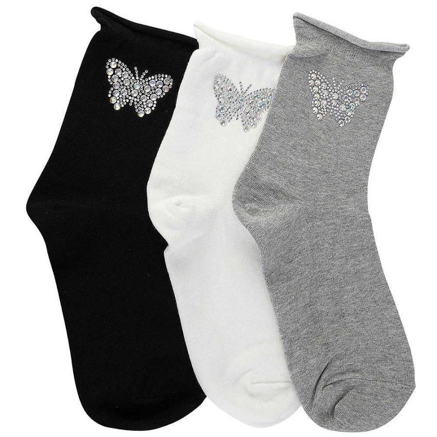 Luxe Trendy Socks Limlim | Butterfly Crystal Socks On