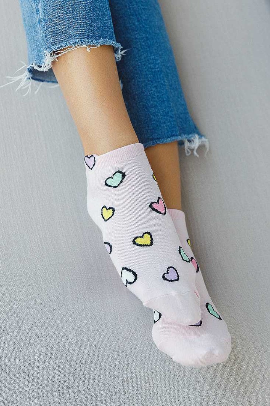 Luxe Trendy Socks Limlim | All Over Hearts Crew