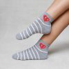 Luxe Trendy Socks Limlim | Stripe Heart Short Socks