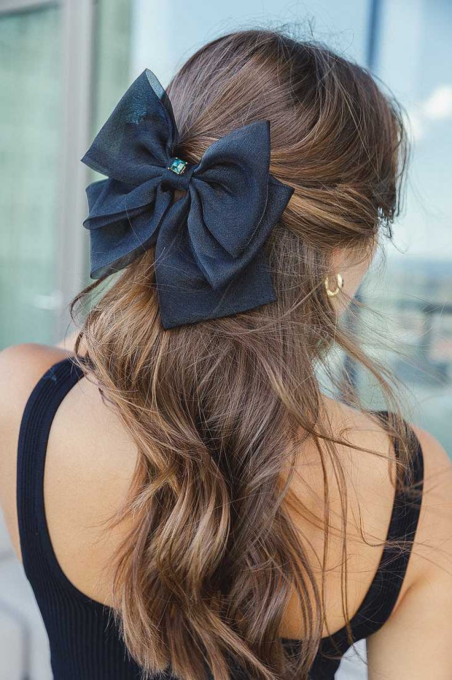 Hair Accessories Limlim | Emerald Stone Mesh Bow