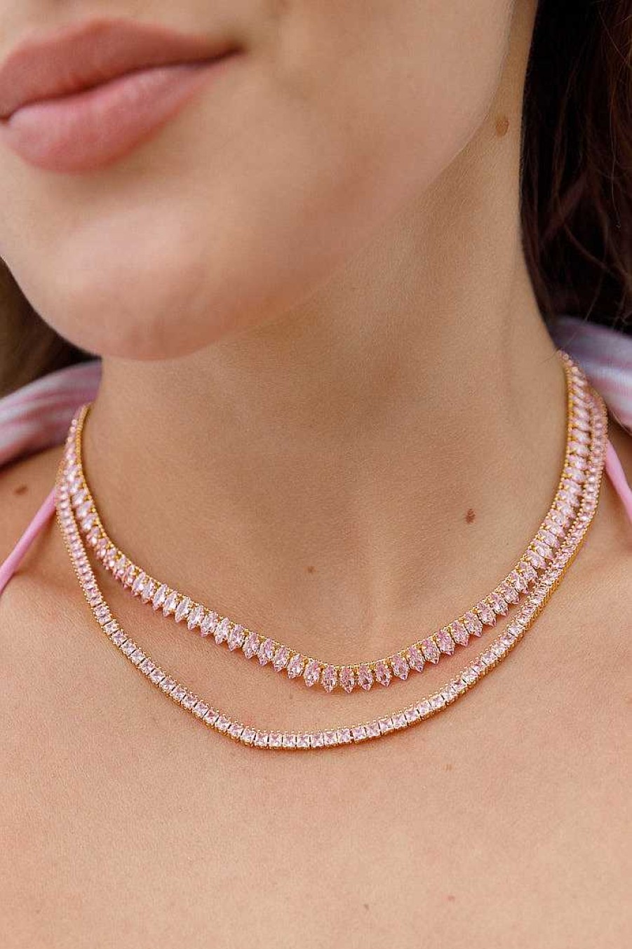 Jewelry Limlim | Princess Cuttennis Necklace Pink