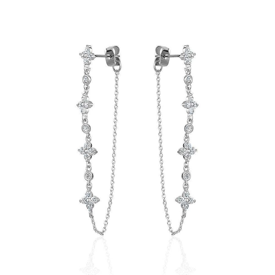 Kgmtl Limlim | Clover Chain Crystal Earrings