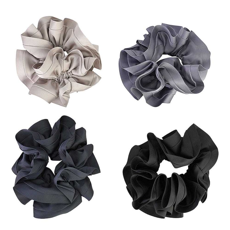 Hair Accessories Limlim | Satin Trim Classic Scrunchie Grey Bundle