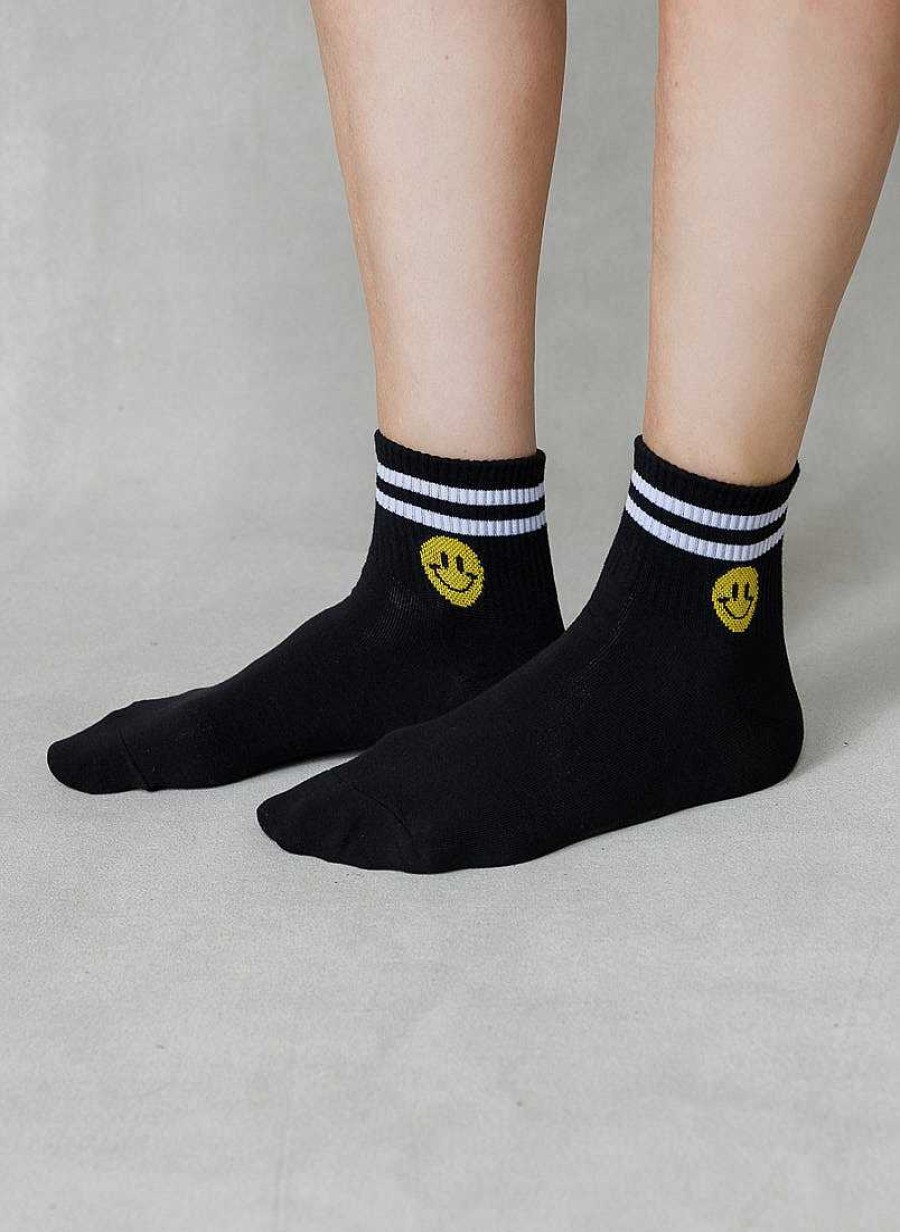 Luxe Trendy Socks Limlim | Short Stripe Socks Smiley